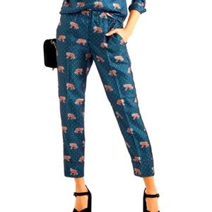 J.Crew silk tiger pajama style dress pant 00